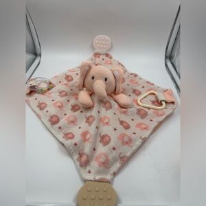 Modern Baby Lovey Elephant Security Blanket Sensory Teether Pink